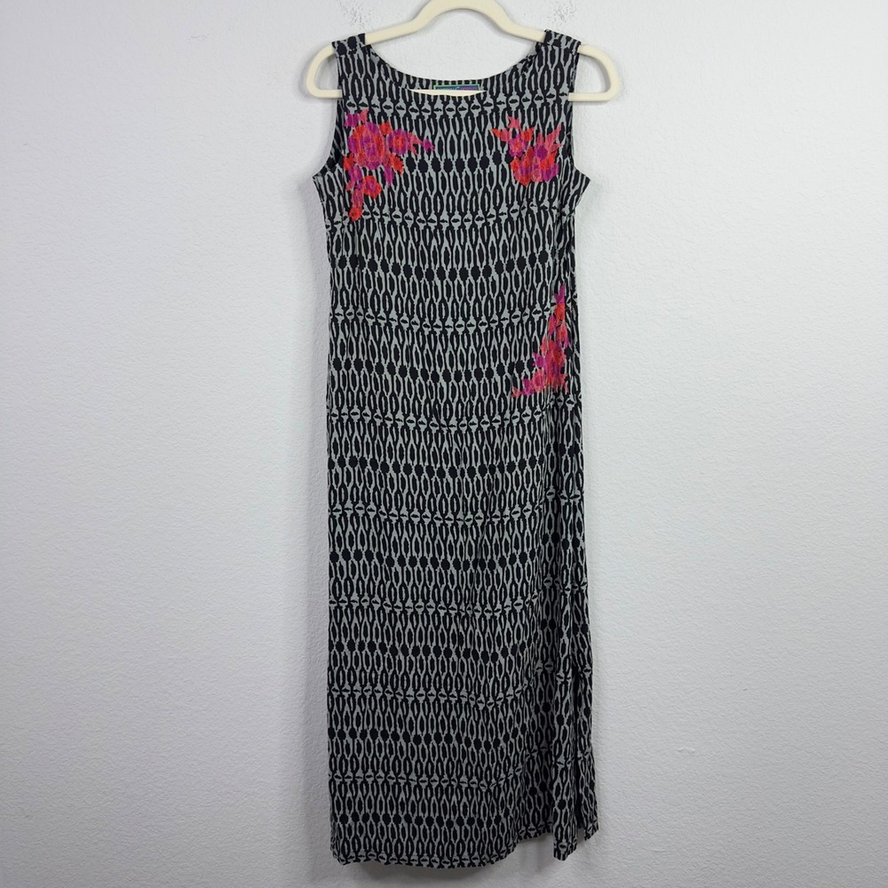 Bombay Paisley Dress Women S Black White Embroidered Geometric Boho Artsy Resort